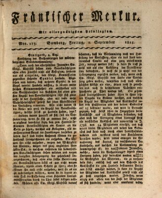 Fränkischer Merkur (Bamberger Zeitung) Freitag 1. September 1815