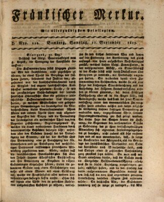 Fränkischer Merkur (Bamberger Zeitung) Sonntag 10. September 1815