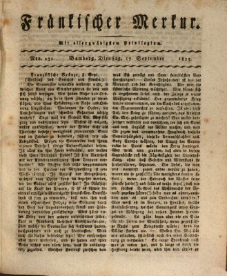 Fränkischer Merkur (Bamberger Zeitung) Dienstag 19. September 1815