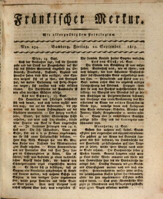 Fränkischer Merkur (Bamberger Zeitung) Freitag 22. September 1815