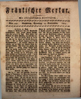 Fränkischer Merkur (Bamberger Zeitung) Samstag 23. September 1815