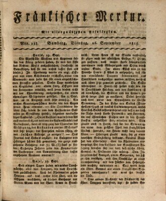 Fränkischer Merkur (Bamberger Zeitung) Dienstag 26. September 1815