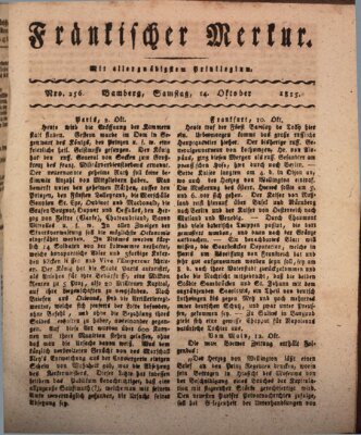 Fränkischer Merkur (Bamberger Zeitung) Samstag 14. Oktober 1815