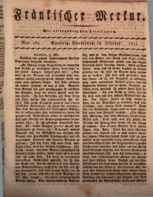 Fränkischer Merkur (Bamberger Zeitung) Donnerstag 19. Oktober 1815