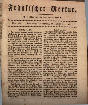 Fränkischer Merkur (Bamberger Zeitung) Donnerstag 26. Oktober 1815