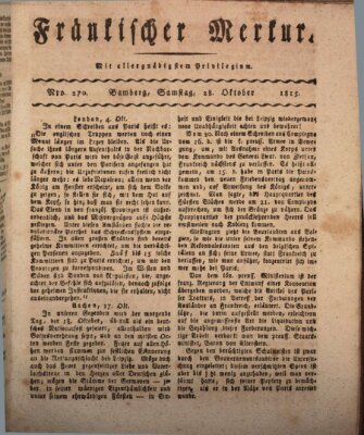 Fränkischer Merkur (Bamberger Zeitung) Samstag 28. Oktober 1815