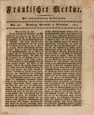 Fränkischer Merkur (Bamberger Zeitung) Mittwoch 8. November 1815