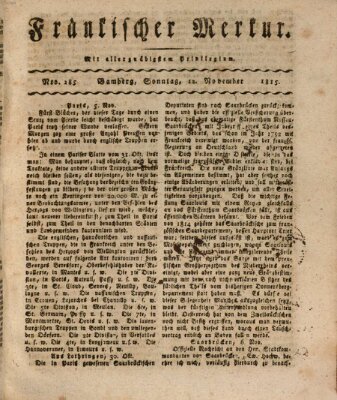 Fränkischer Merkur (Bamberger Zeitung) Sonntag 12. November 1815