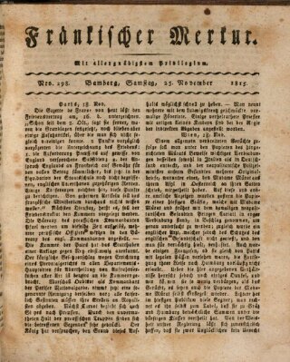 Fränkischer Merkur (Bamberger Zeitung) Samstag 25. November 1815