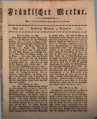 Fränkischer Merkur (Bamberger Zeitung) Montag 4. Dezember 1815