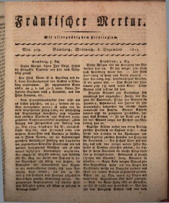 Fränkischer Merkur (Bamberger Zeitung) Mittwoch 6. Dezember 1815