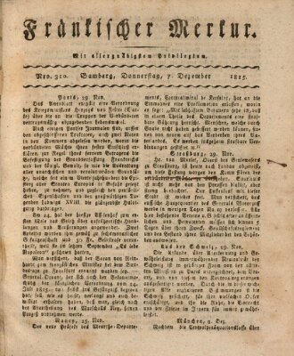 Fränkischer Merkur (Bamberger Zeitung) Donnerstag 7. Dezember 1815