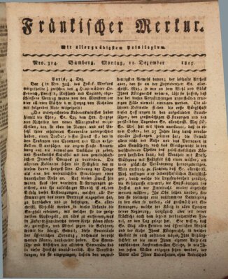 Fränkischer Merkur (Bamberger Zeitung) Montag 11. Dezember 1815