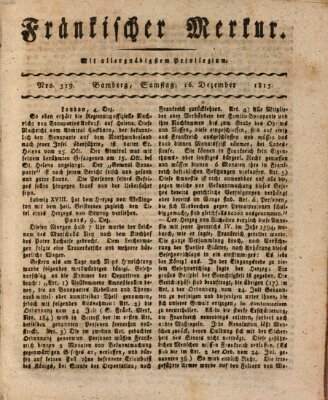 Fränkischer Merkur (Bamberger Zeitung) Samstag 16. Dezember 1815