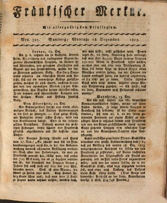 Fränkischer Merkur (Bamberger Zeitung) Montag 18. Dezember 1815