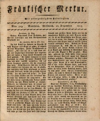 Fränkischer Merkur (Bamberger Zeitung) Mittwoch 20. Dezember 1815