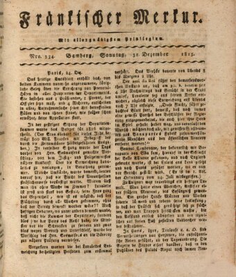 Fränkischer Merkur (Bamberger Zeitung) Sonntag 31. Dezember 1815