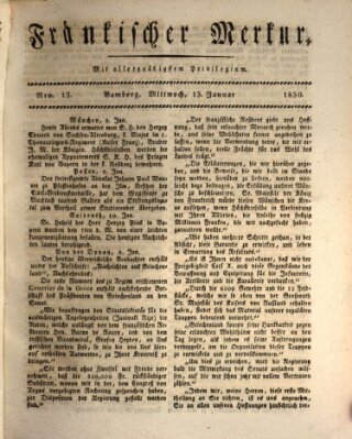 Fränkischer Merkur (Bamberger Zeitung) Mittwoch 13. Januar 1830