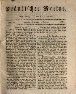 Fränkischer Merkur (Bamberger Zeitung) Mittwoch 3. Februar 1830