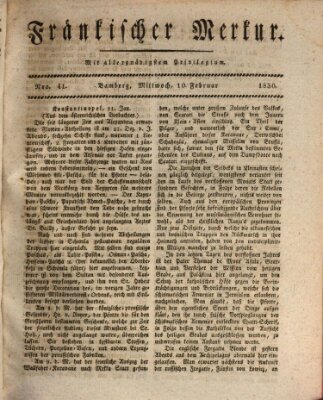 Fränkischer Merkur (Bamberger Zeitung) Mittwoch 10. Februar 1830