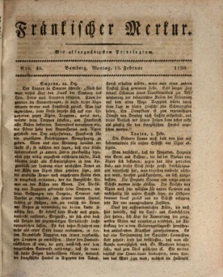 Fränkischer Merkur (Bamberger Zeitung) Montag 15. Februar 1830