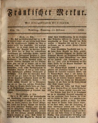 Fränkischer Merkur (Bamberger Zeitung) Sonntag 21. Februar 1830