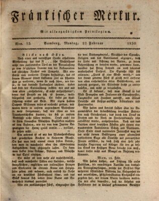 Fränkischer Merkur (Bamberger Zeitung) Montag 22. Februar 1830