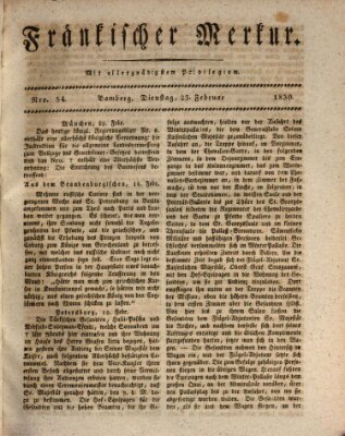 Fränkischer Merkur (Bamberger Zeitung) Dienstag 23. Februar 1830