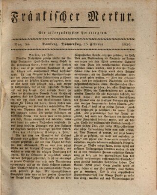 Fränkischer Merkur (Bamberger Zeitung) Donnerstag 25. Februar 1830