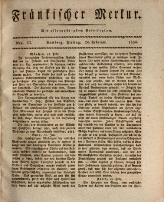 Fränkischer Merkur (Bamberger Zeitung) Freitag 26. Februar 1830