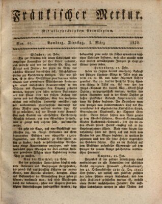 Fränkischer Merkur (Bamberger Zeitung) Dienstag 2. März 1830