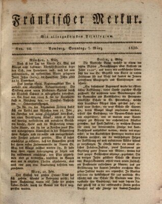Fränkischer Merkur (Bamberger Zeitung) Sonntag 7. März 1830