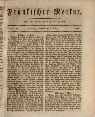 Fränkischer Merkur (Bamberger Zeitung) Dienstag 9. März 1830