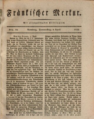 Fränkischer Merkur (Bamberger Zeitung) Donnerstag 8. April 1830