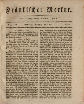 Fränkischer Merkur (Bamberger Zeitung) Samstag 10. April 1830