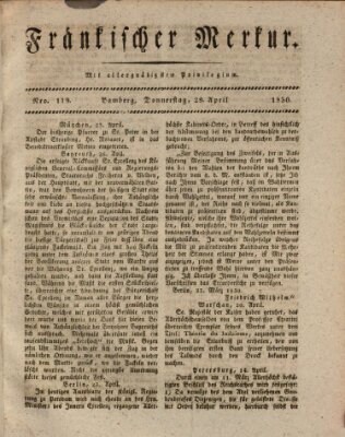 Fränkischer Merkur (Bamberger Zeitung) Donnerstag 29. April 1830