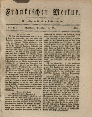 Fränkischer Merkur (Bamberger Zeitung) Dienstag 4. Mai 1830