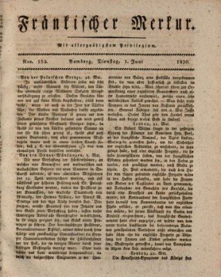 Fränkischer Merkur (Bamberger Zeitung) Dienstag 1. Juni 1830