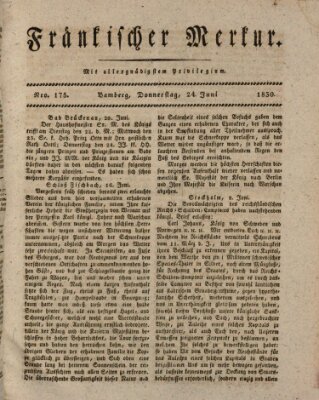 Fränkischer Merkur (Bamberger Zeitung) Donnerstag 24. Juni 1830