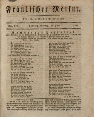 Fränkischer Merkur (Bamberger Zeitung) Montag 28. Juni 1830