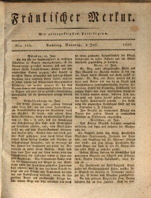 Fränkischer Merkur (Bamberger Zeitung) Sonntag 4. Juli 1830