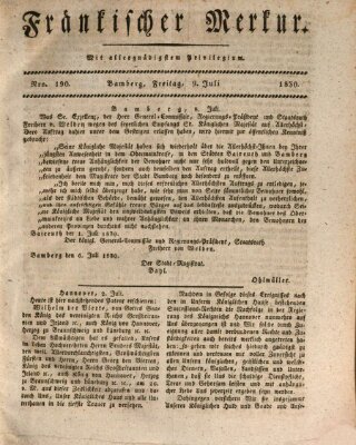 Fränkischer Merkur (Bamberger Zeitung) Freitag 9. Juli 1830