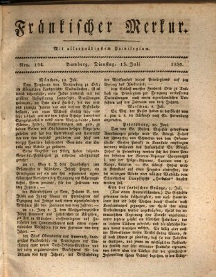 Fränkischer Merkur (Bamberger Zeitung) Dienstag 13. Juli 1830