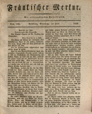 Fränkischer Merkur (Bamberger Zeitung) Sonntag 18. Juli 1830