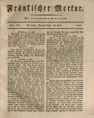 Fränkischer Merkur (Bamberger Zeitung) Donnerstag 22. Juli 1830