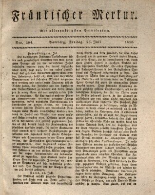 Fränkischer Merkur (Bamberger Zeitung) Freitag 23. Juli 1830