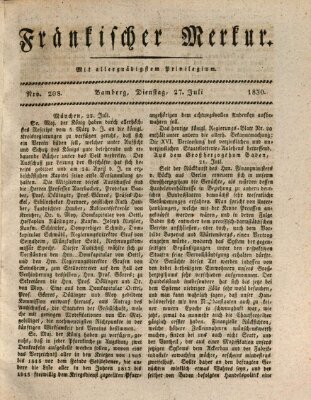 Fränkischer Merkur (Bamberger Zeitung) Dienstag 27. Juli 1830