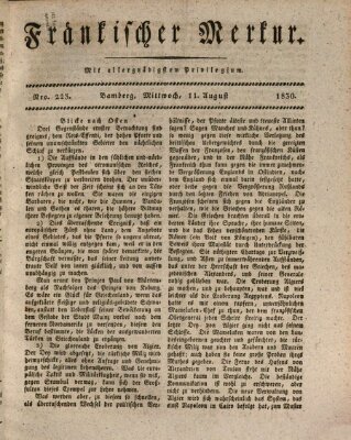 Fränkischer Merkur (Bamberger Zeitung) Mittwoch 11. August 1830