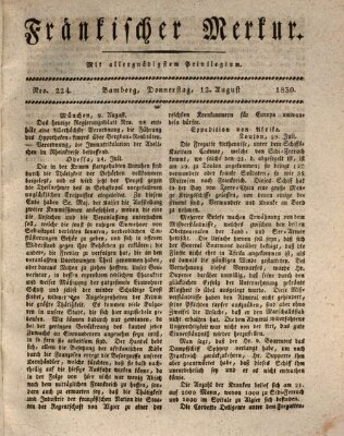 Fränkischer Merkur (Bamberger Zeitung) Donnerstag 12. August 1830