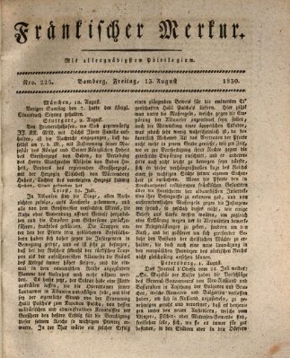 Fränkischer Merkur (Bamberger Zeitung) Freitag 13. August 1830